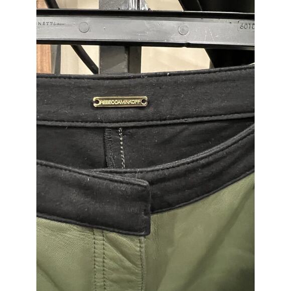 Rebecca Minkoff Pants 2‎ Lamb Leather Green Black Riding Pants Equestrian Luxury - Picture 3 of 10
